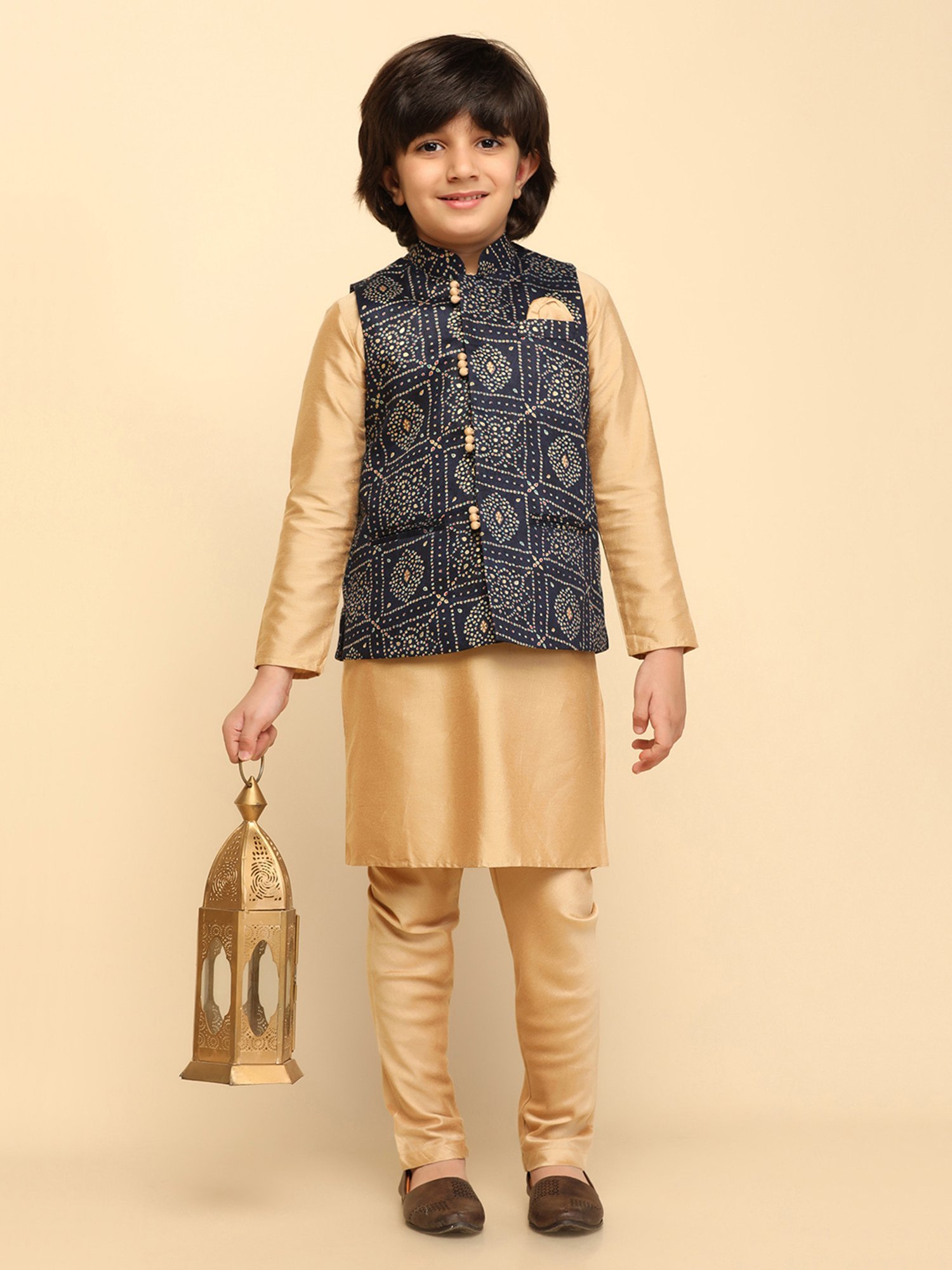 VASTRAMAY Kids Pink & White Floral Print Kurta Set