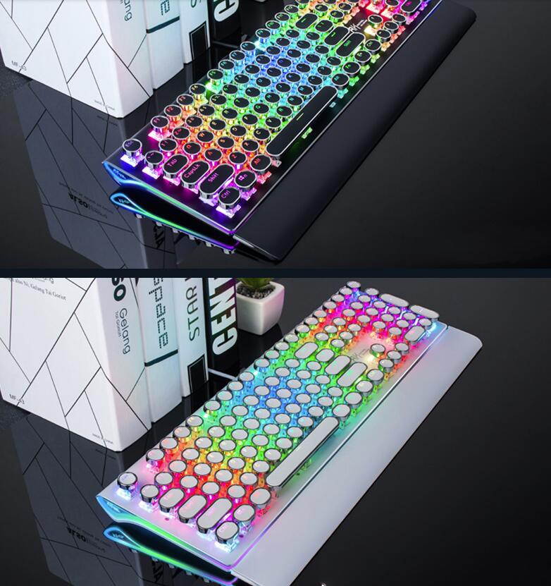 Royal Kludge RKS108 Retro Punk Version RGB Backlit USB Wired Mechanical Gaming Keyboard, N-key Rollover