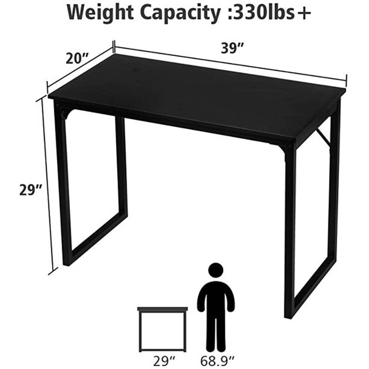 39" Modern Simple Computer Desk Wood Laptop Tables Study Metal Frame Home Office