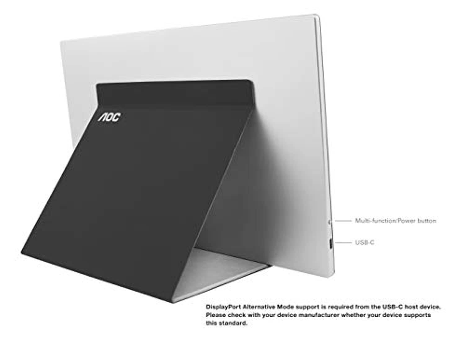 AOC I1601FWUX 15.6" USB-C powered portable monitor, extremely slim, Full HD 1920x1080 IPS, SmartCover, AutoPivot (for devices w/ USB-C DP Alt Mode only) (i1601fwux)