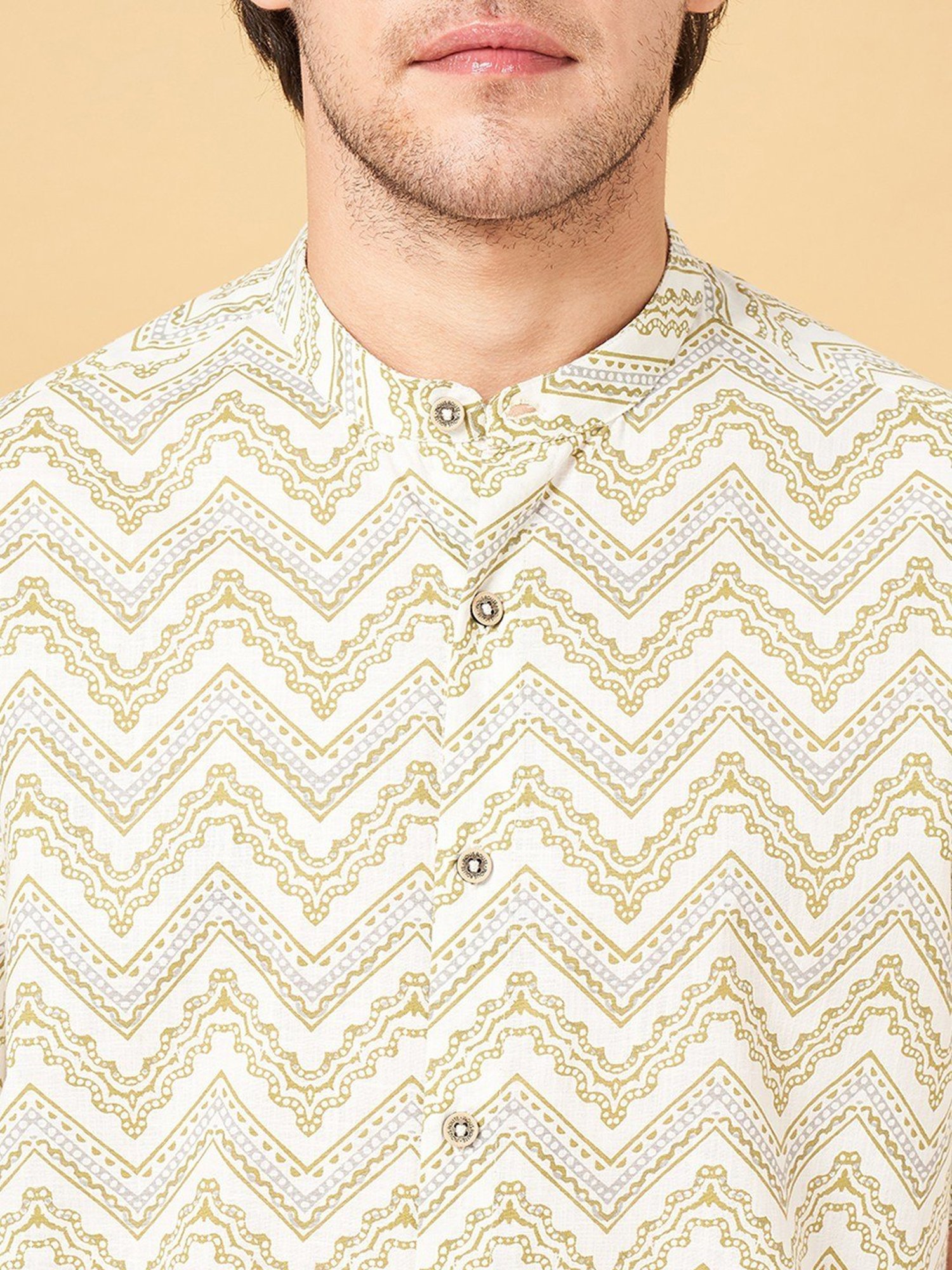 Indus Route by Pantaloons Natural Cotton Regular Fit Printed Shirt