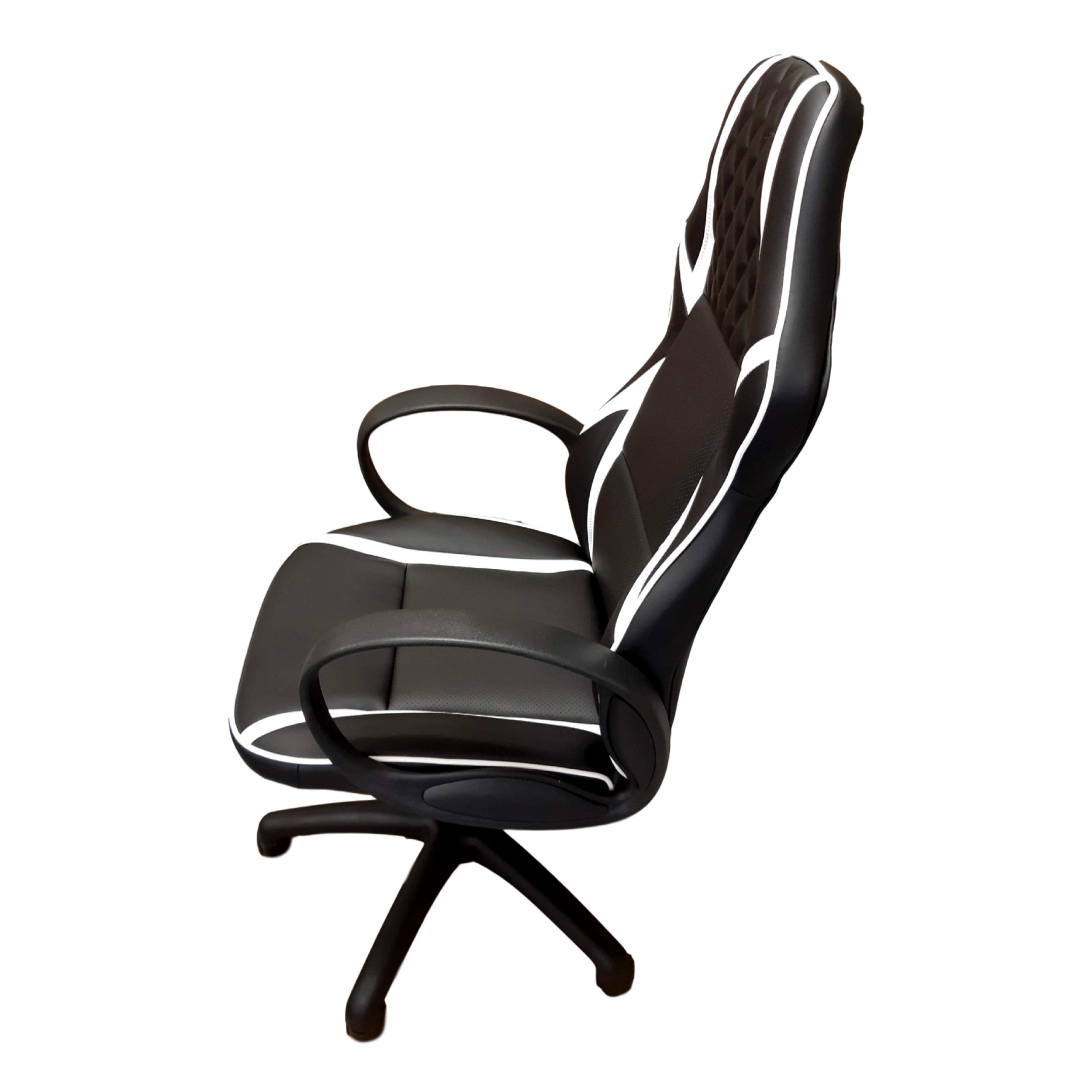 ViscoLogic Infinity Ergonomic Gaming Racing Height Adjustable Swivel Home Office Computer Desk Chair (White & Black)