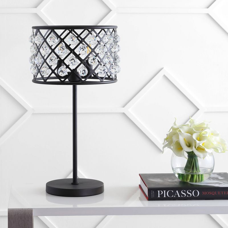 22.5" Metal/Crystal Gabrielle Table Lamp (Includes LED Light Bulb) Black - JONATHAN Y