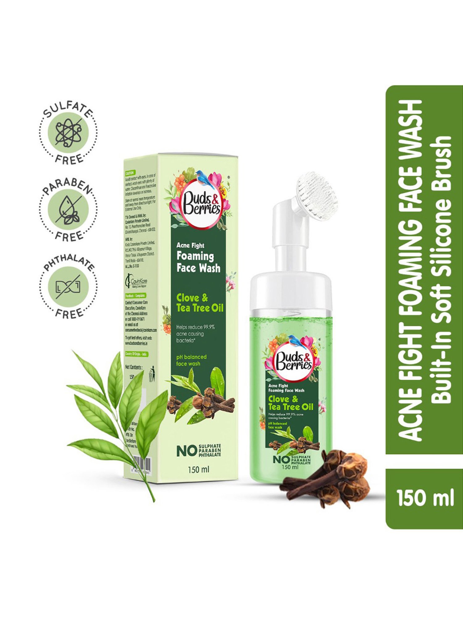 Buds & Berries Clove & Tea Tree Oil Acne Fight Foaming Face Wash - 150 ml