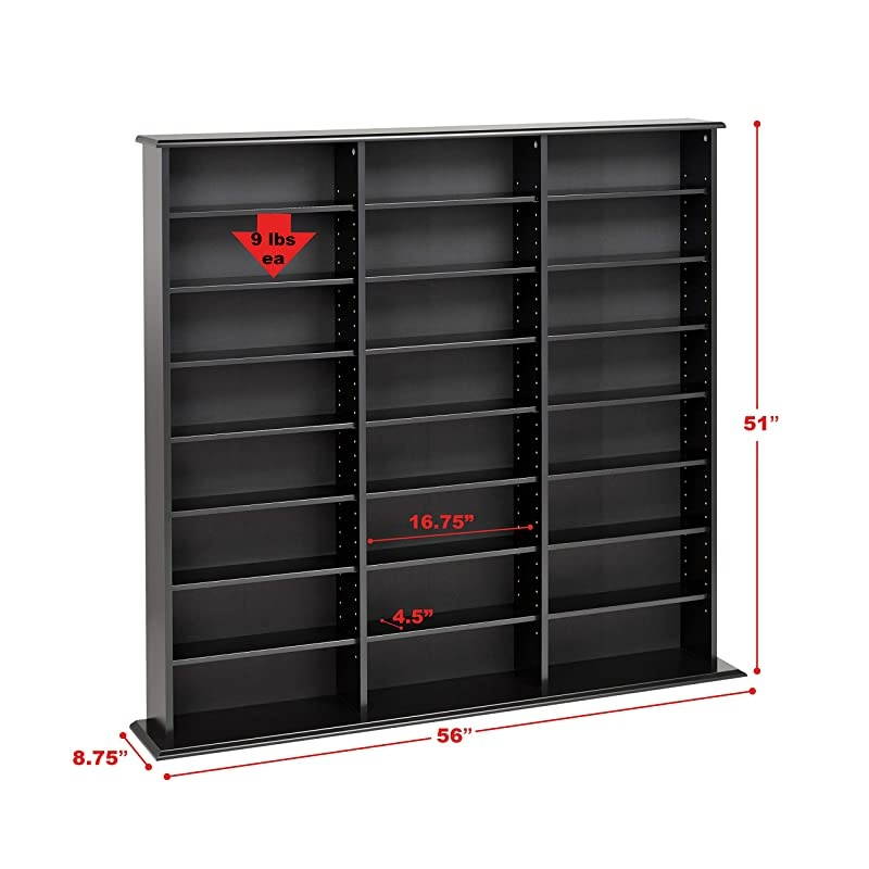 Triple Width Wall Storage Cabinet, Black