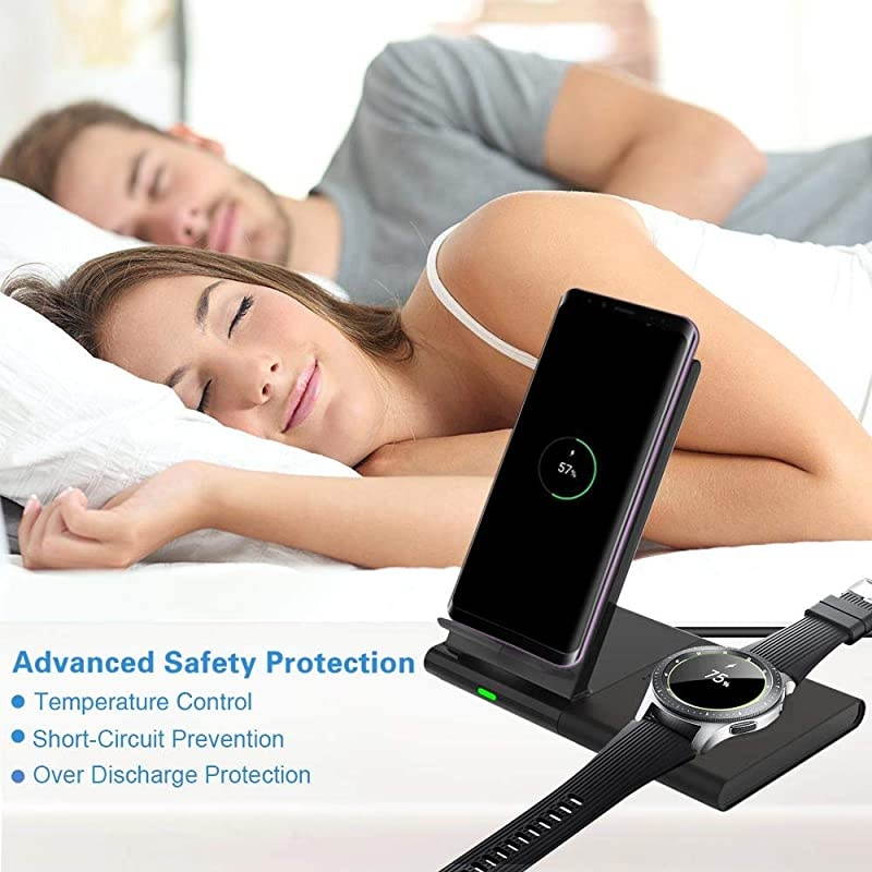 Dual Wireless Charger Qi Certified Wireless Charging Stand for iPhone 12 Pro1211 Pro MaxXsXrX8 PlusAirpods ProSamsung Galaxy S20S10S9Samsung WatchGalaxy Buds with QC 30 Adapter