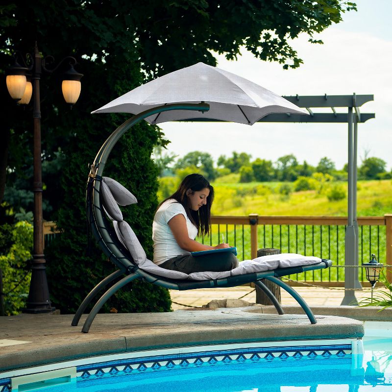 Ostrich Chaise Lounge Folding Sunbathing Poolside & Beach Chair, Pink & Blue