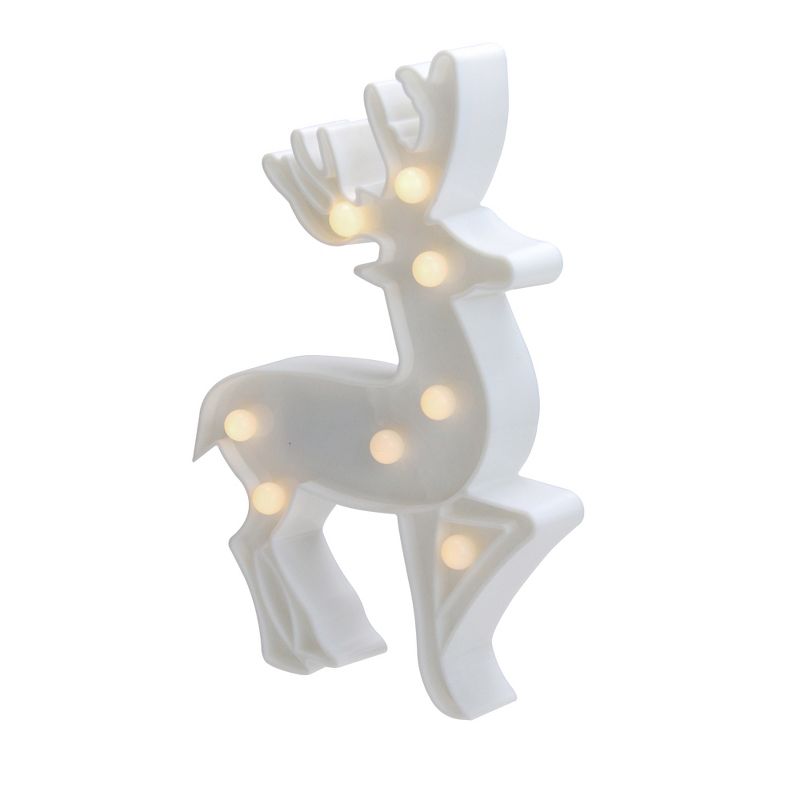 Northlight 9.75" Battery Operated LED Lighted Reindeer Christmas Marquee Sign - White
