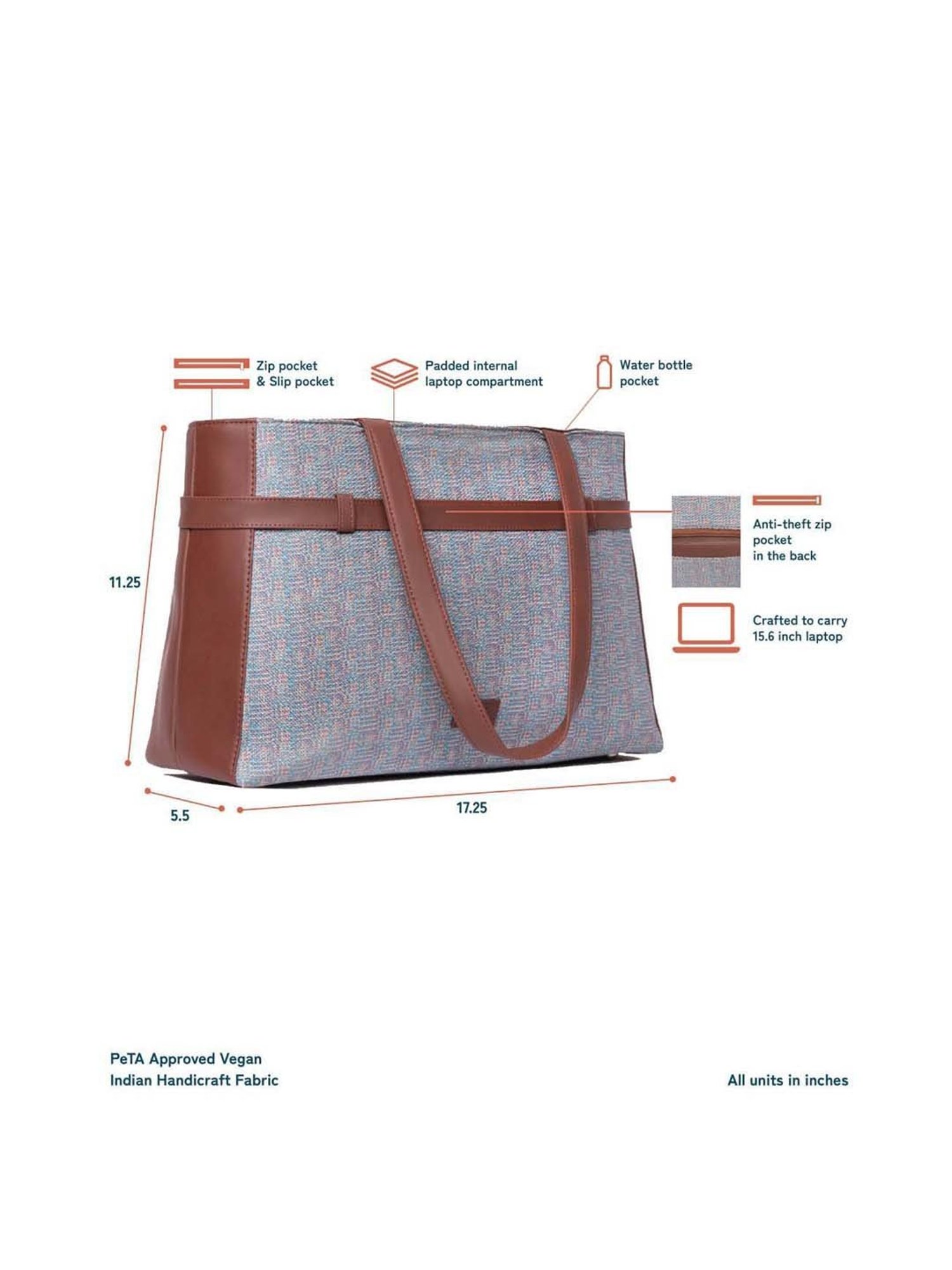 ZOUK Multicolor Printed Large Laptop Tote Handbag