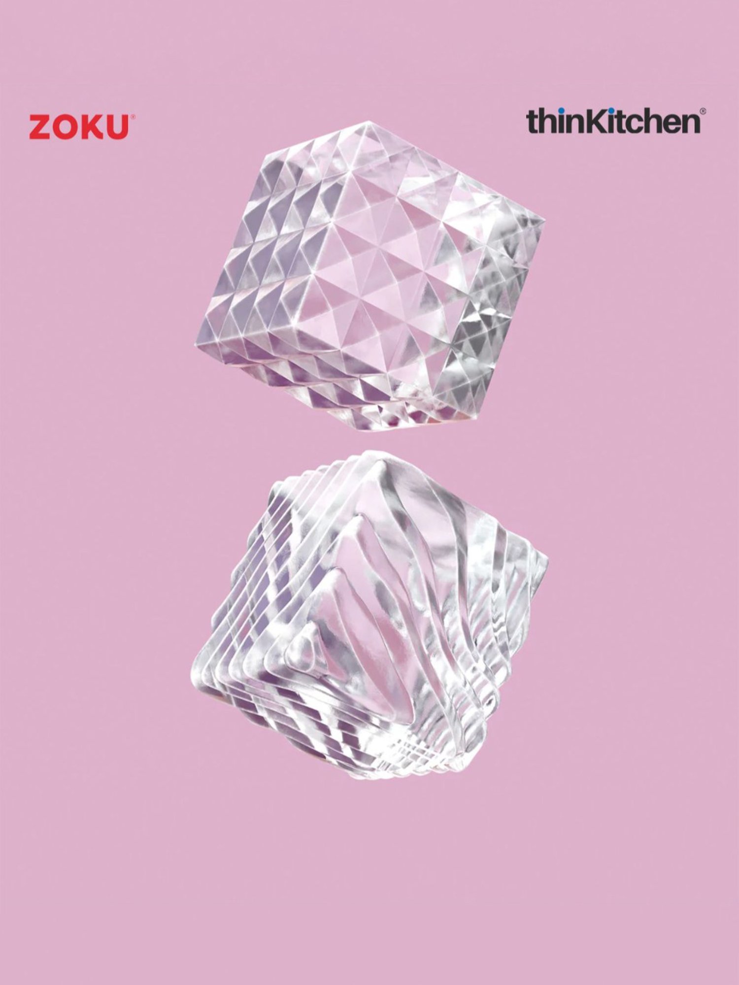 ZOKU Red Silicone Unique Ice Molds with Lid