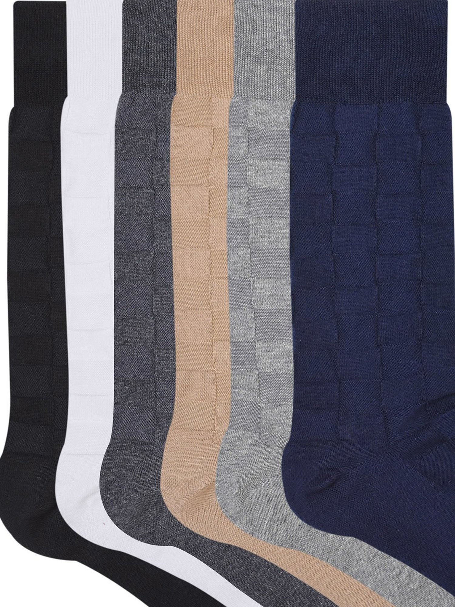 BALENZIA Multicolor Self Design Crew Length/Calf Length Socks - Pack of 6