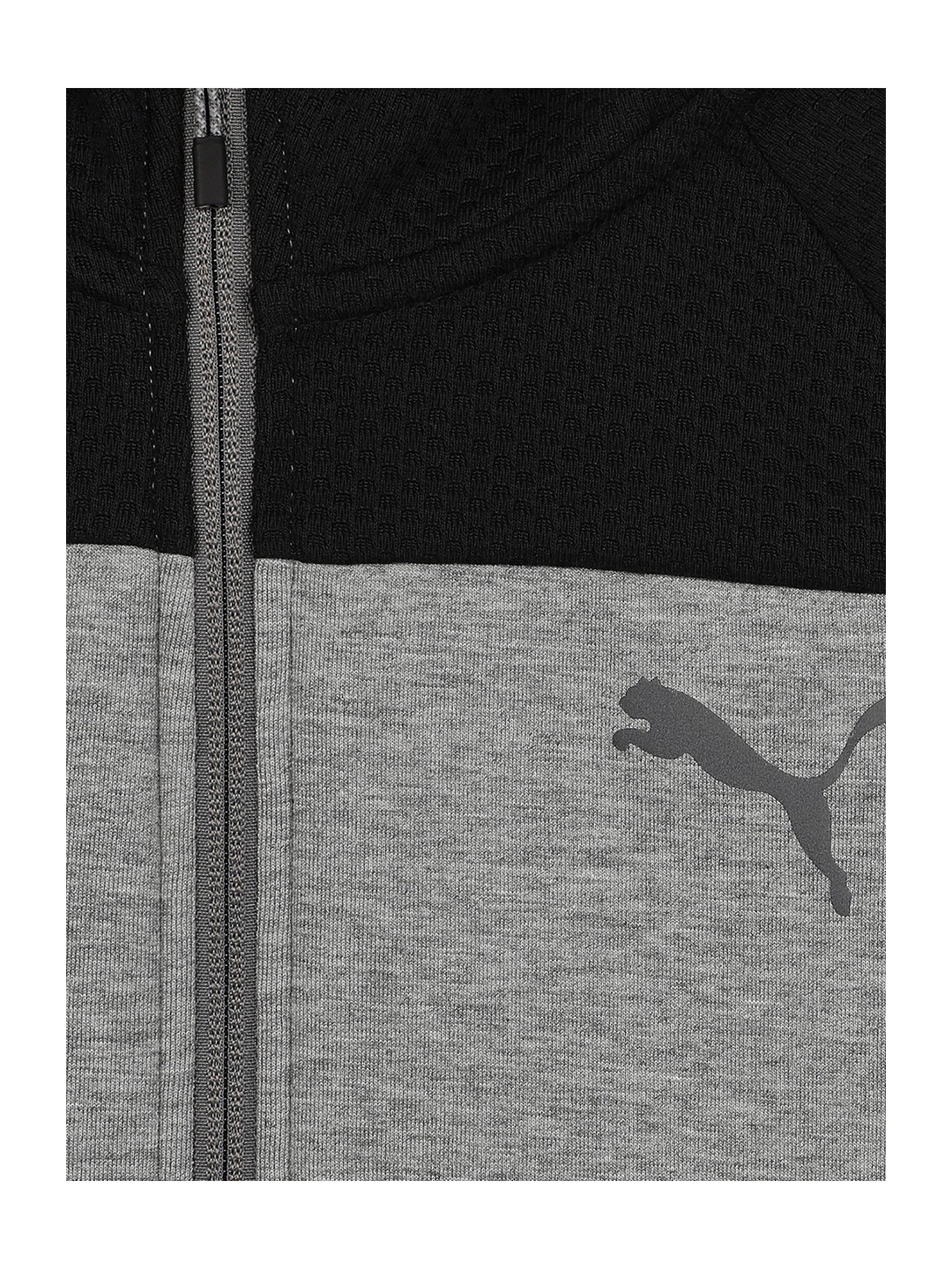 Puma Kids Evostripe Medium Grey Cotton Color Block Pattern Hoodie