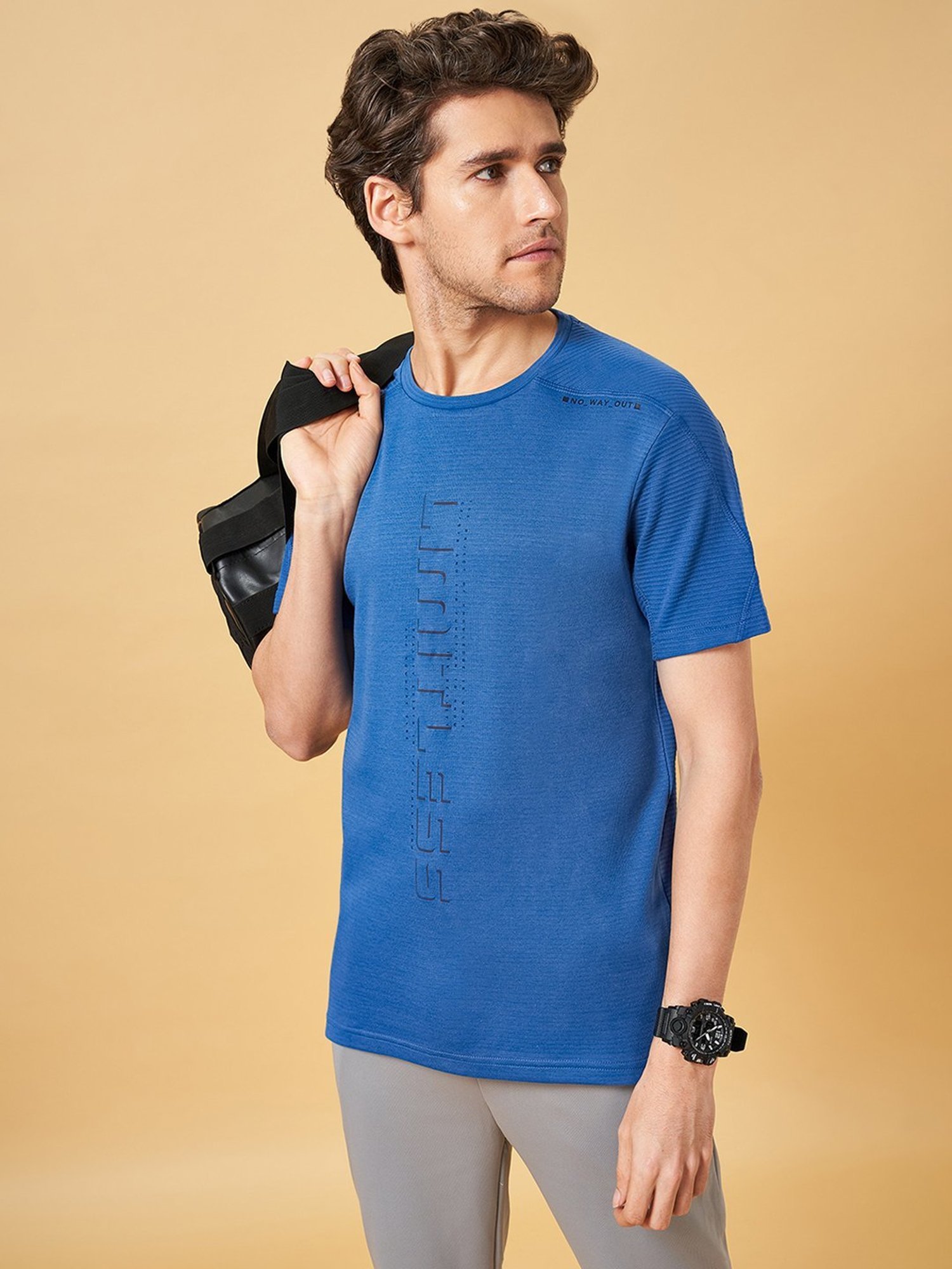Ajile by Pantaloons Coronet Blue Slim Fit Printed T-Shirt