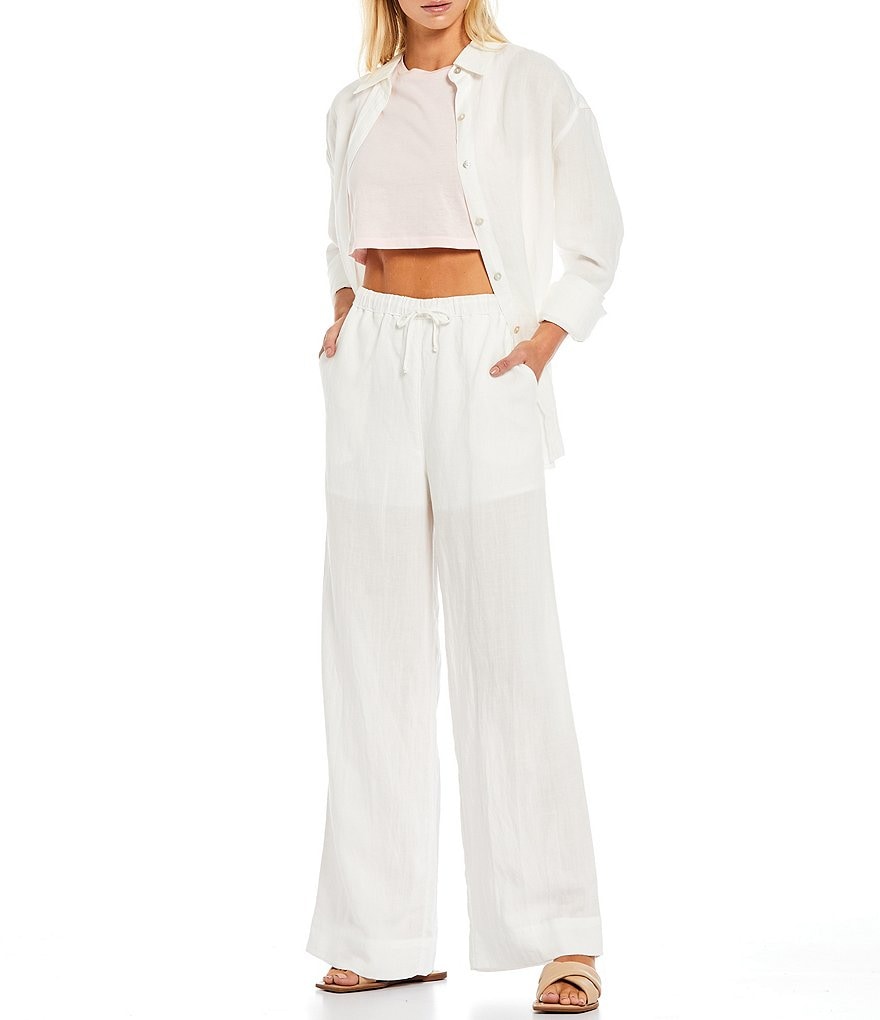 NIA Oversized Linen Button Front Coordinating Top