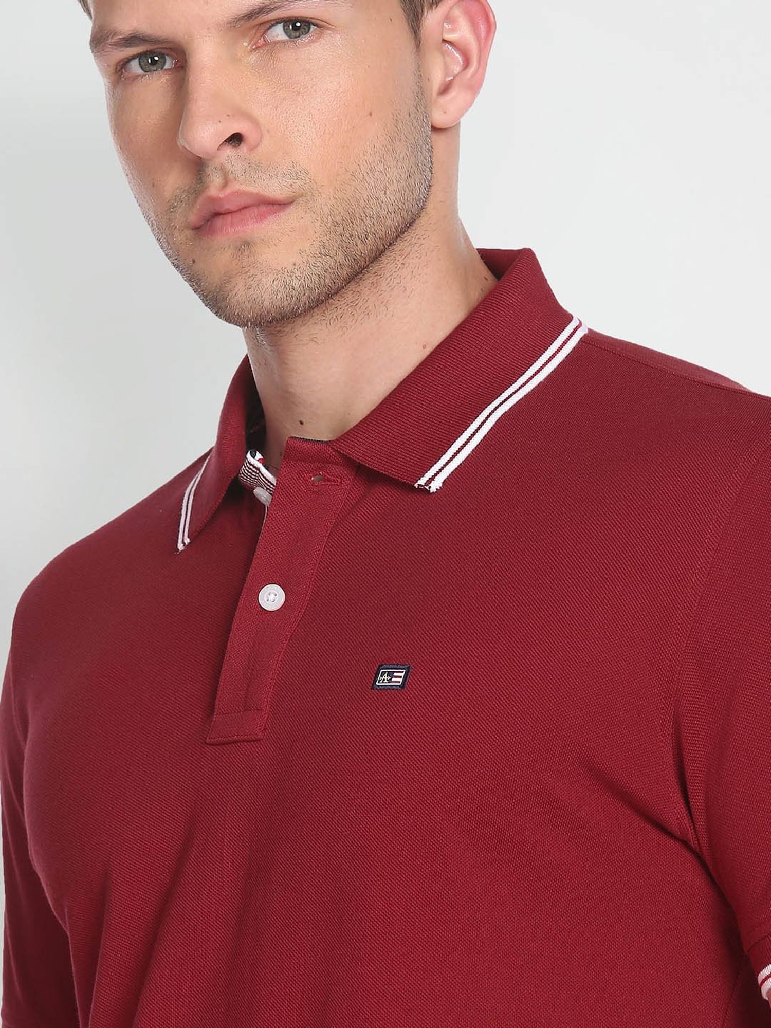 Arrow Sport Red Cotton Regular Fit Polo T-Shirt