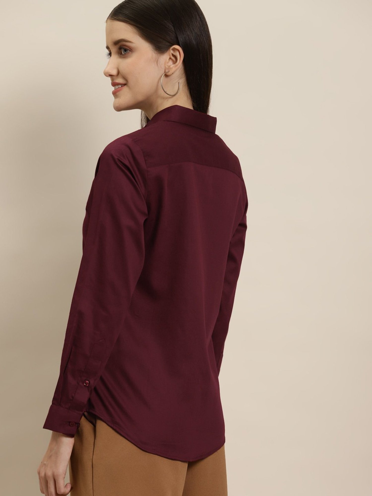 Hancock Maroon Cotton Slim Fit Shirt