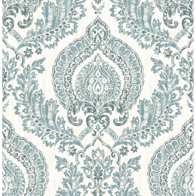 NuWallpaper Kensington Damask Blue Peel & Stick Wallpaper