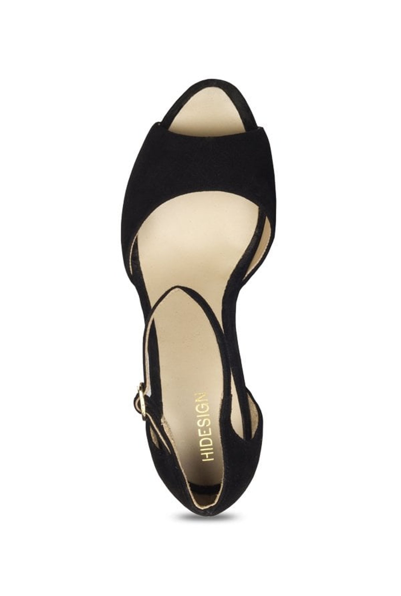 Hidesign Black Ankle Strap Peeptoe Sandals