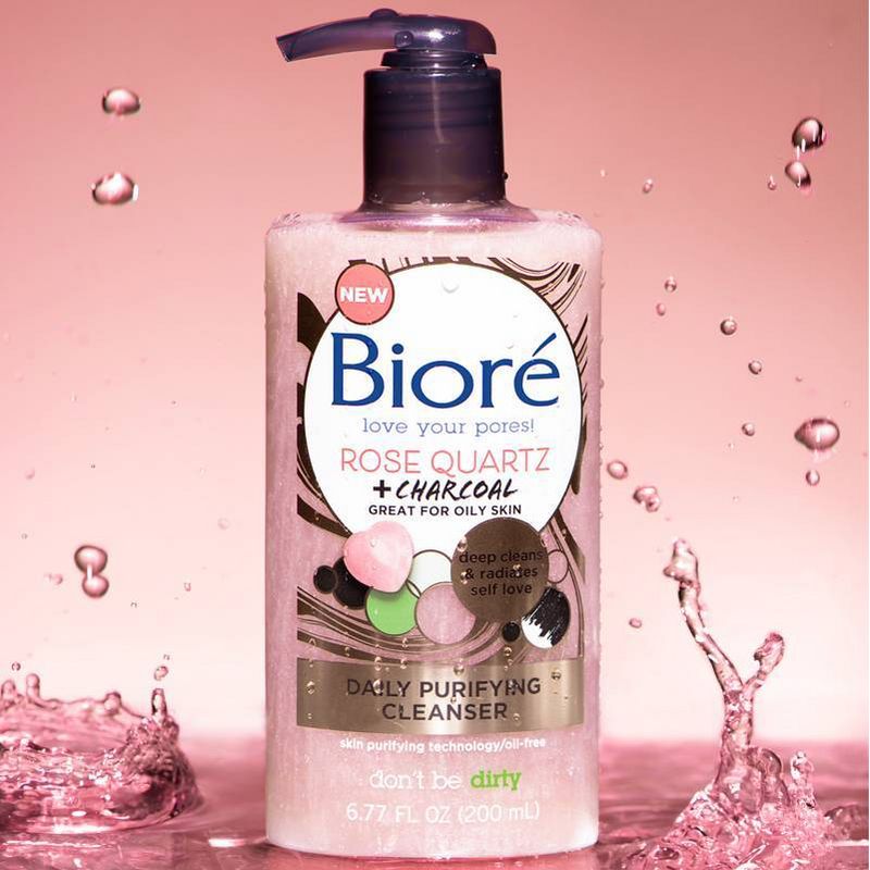Biore Rose Quartz + Charcoal Oil Free Face Wash - 6.77 fl oz