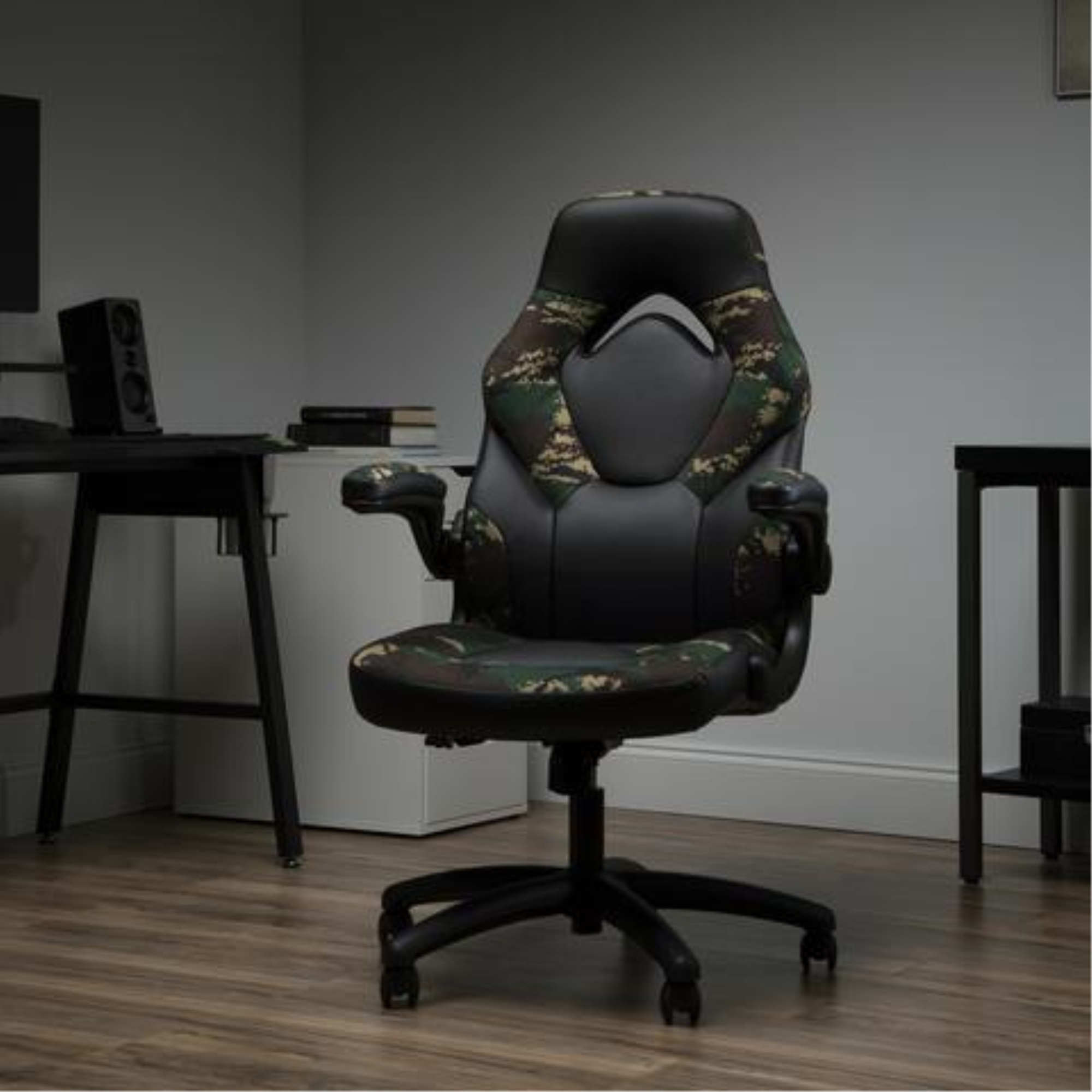 OFM Essentials Collection Racing Style Bonded Leather Gaming Chair, in Arctic Camo (ESS-3085-ARC)