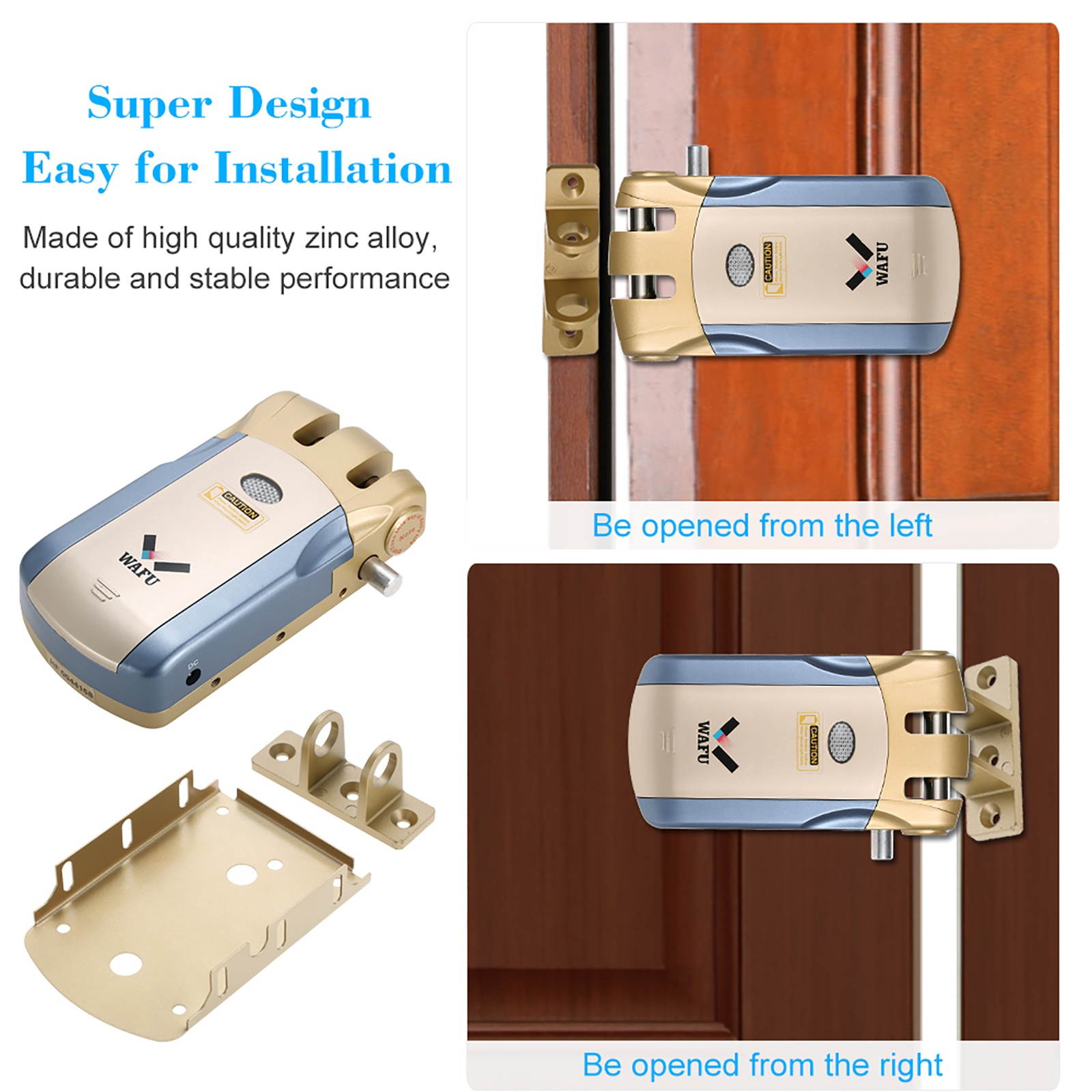 WAFU HF-018W WiFi Smart Electronic Lock Tuya / SmartLife Lock Remote Control Invisible Keyless Entry Door Lock Zinc Alloy Metal Smart Door Lock  iOS Android APP Unlocking with 2 Remote Controllers