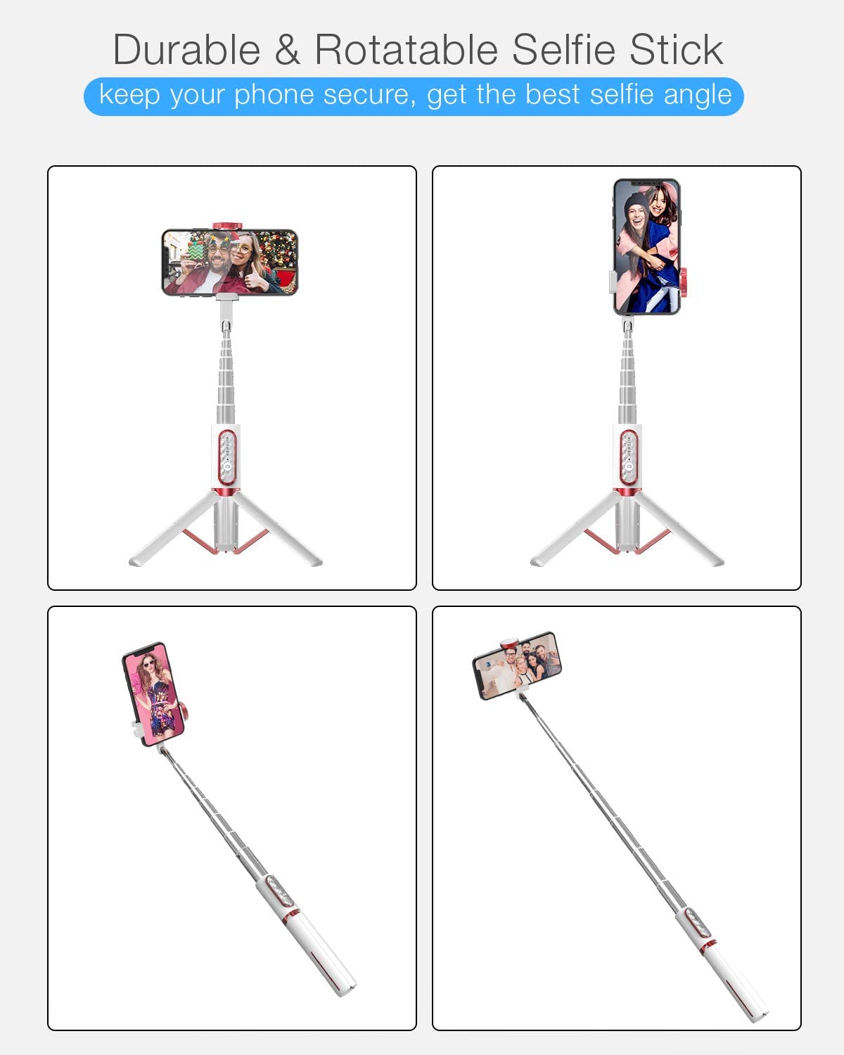 Selfie Stick Tripod, Mlay Extendable 3 in 1 Aluminum Bluetooth Selfie Stick with Wireless Remote and Tripod Stand 360&deg; Rotation for iPhone 12/11/11 Pro/XS Max/XS/XR/X/8/7, Samsung and Smartphone