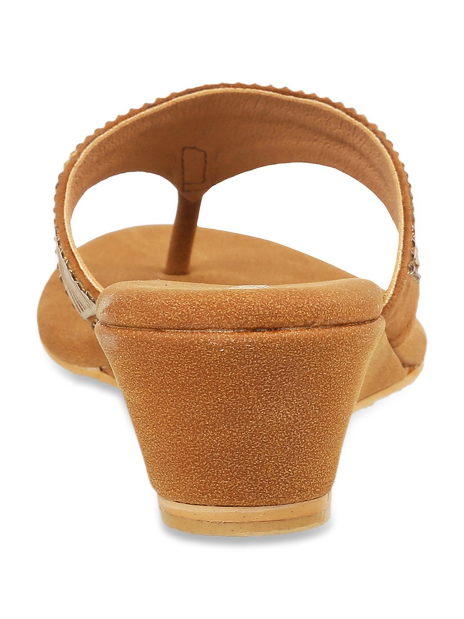 Mochi Women's Antique Gold Thong Wedges