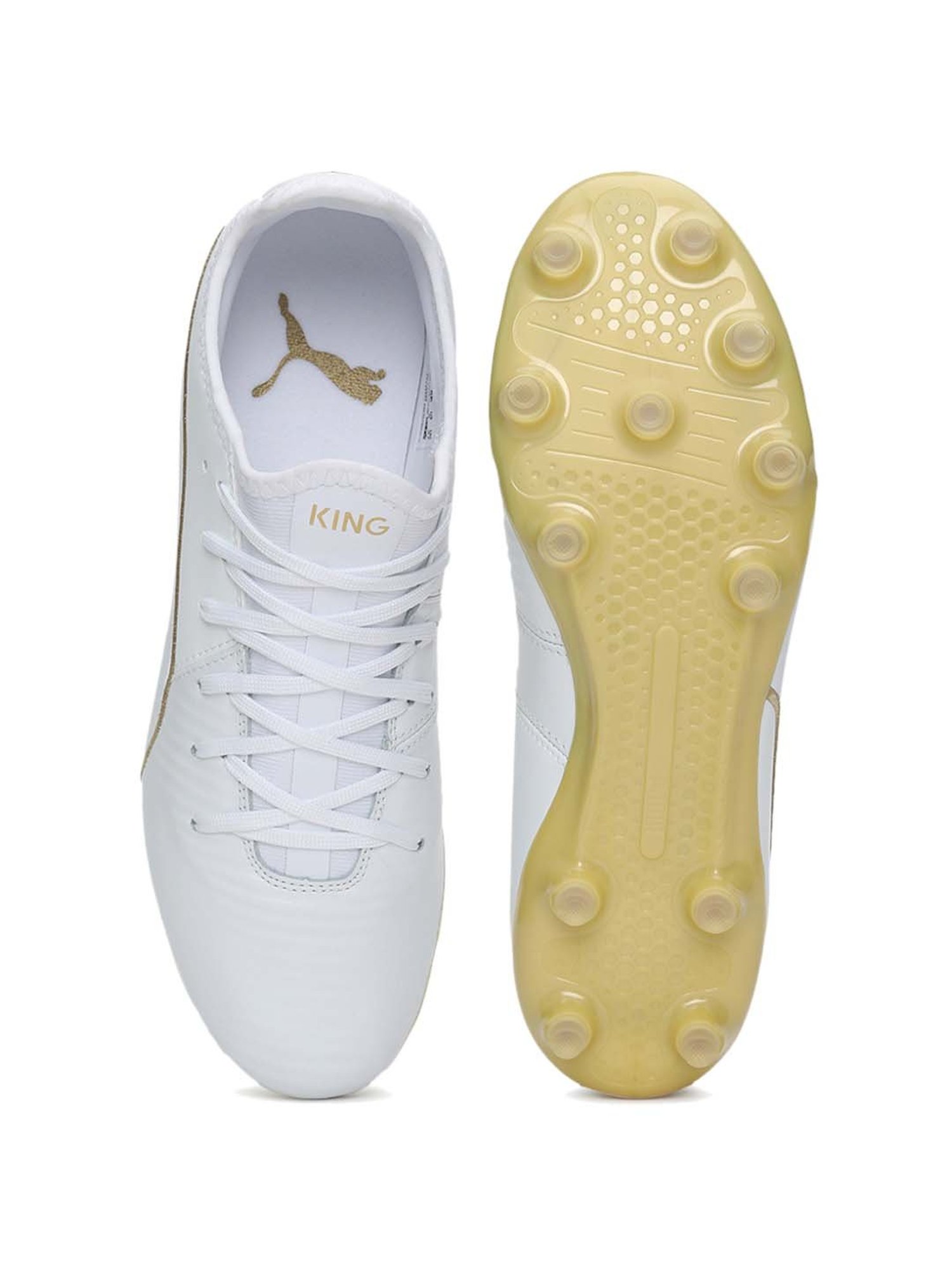 Puma Men's KING Pro FG White Football Shoes