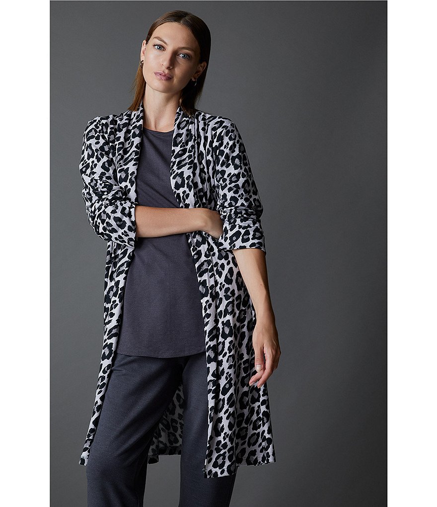 N by Natori Ombre Leopard Print Sweater Knit Robe