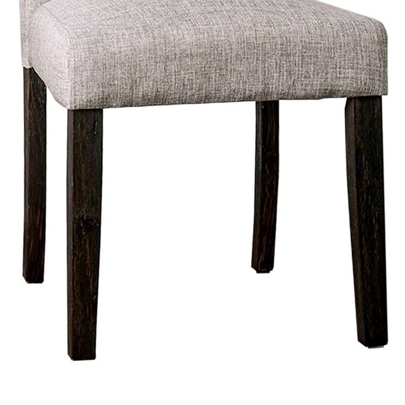 Set of 2 Side Chairs with Button Tufted Backrest Gray - Benzara