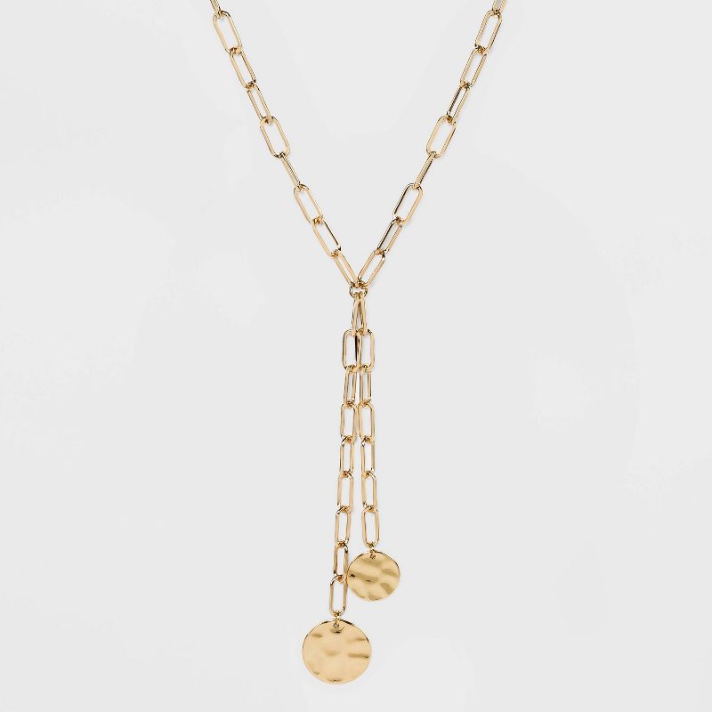 Linked Chain and Discs Long Necklace - A New Day™ Gold