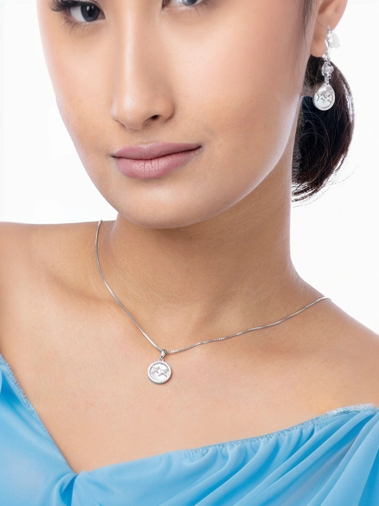 Touch925 Sterling Silver Rosy Radiance Pendant Set for women