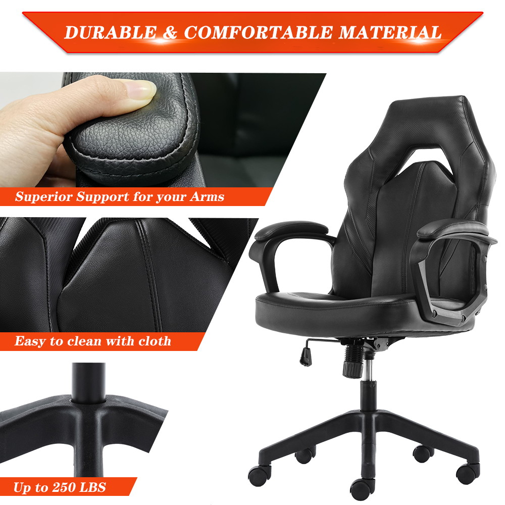 Gaming Chair Ergonomic Racing Game Chair Comfortable Computer Desk Chair for Home, Office, Gaming Room, Black