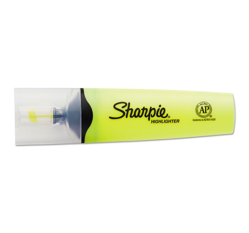 Sharpie Clearview Highlighter Blade Tip Fluorescent Yellow Ink Dozen 1897847