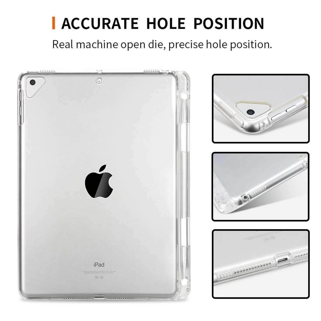 AMZER Clear Shockproof TPU Soft Back Case Pen Slot For iPad Pro Air 1 2 9.7 2018