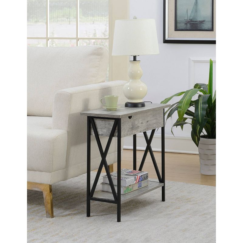 Tucson Flip Top End Table with Charging Station Faux Birch - Breighton Home