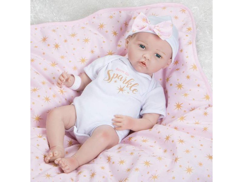 Paradise Galleries Reborn Baby Doll in Silicone-like Vinyl, 19 inch Newborn Girl Baby Bundles: Born To Sparkle, 7-Piece Ensemble