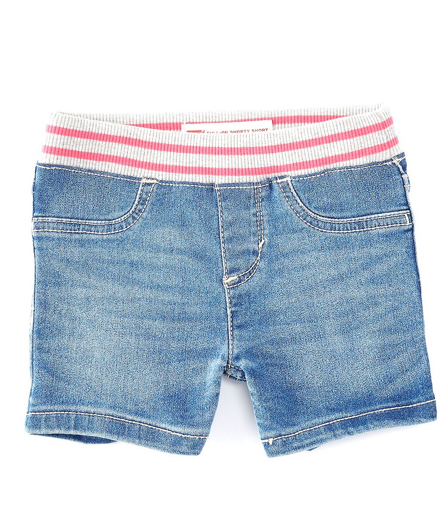 Levi's Little Girls 2T-6X Mid-Rise Striped Elastic-Waist Stretch Pull-On Shorty Shorts