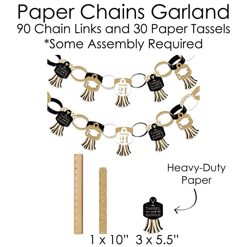 Big Dot of Happiness Tassel Worth The Hassle - Gold - Banner and Photo Booth Decorations - 2021 Graduation Party Supplies Kit - Doterrific Bundle