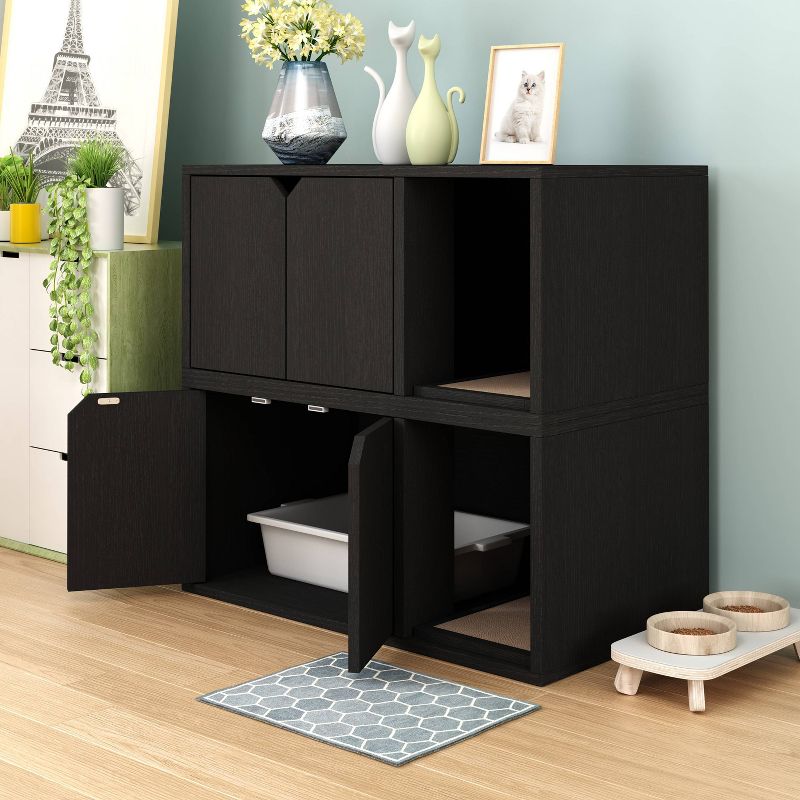 K&H Pet Products 3994 Thermo Outdoor Water Resistant Safe Escape Heated Kitty House with 2 Door Flaps For Feral and Outdoor Cats, Barn Red, Black