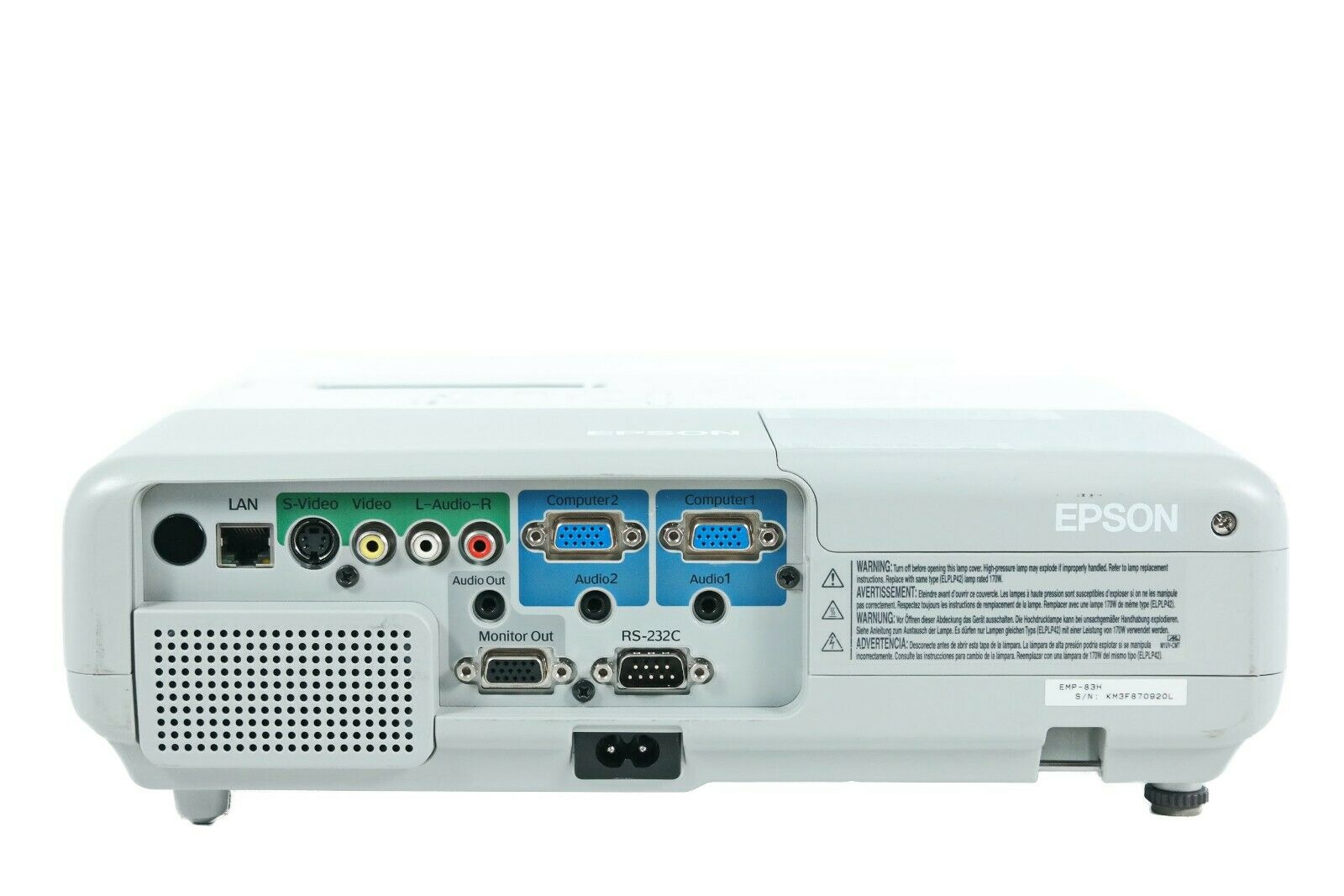 Epson EMP-83H 3LCD Projector 2200 Lumens HD 1080i HDMI-adapter Native Resolution 1024x768 3LCD Professional Gaming Home Movie Theater TeKswamp   Remote Accessories Bundle