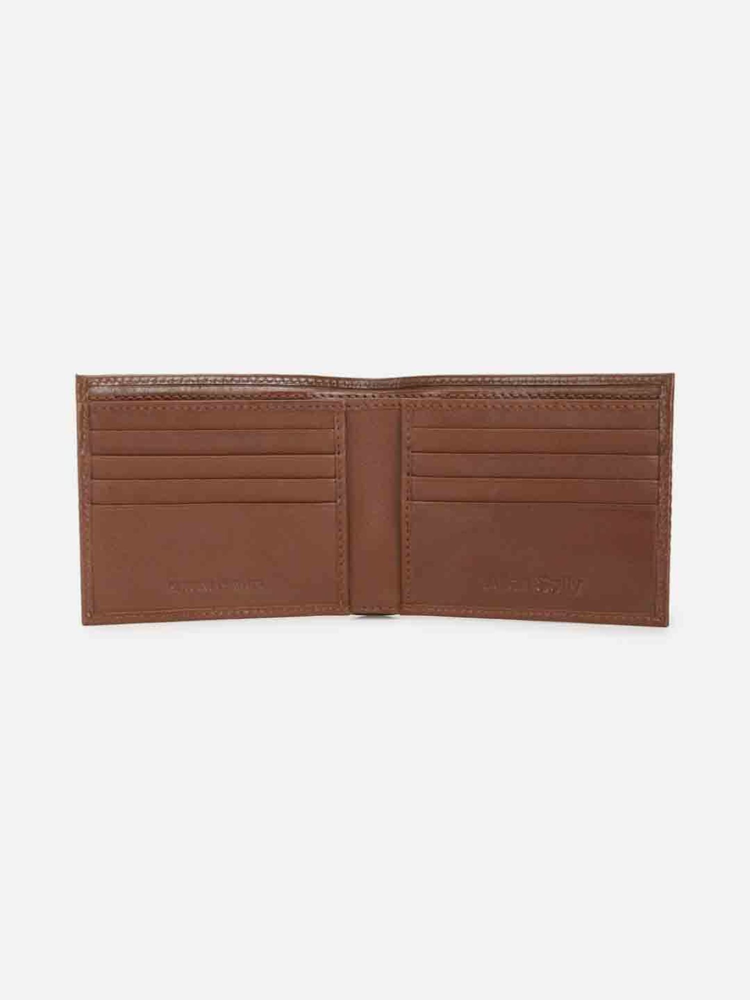 Allen Solly Brown Textured Leather Bi-Fold Wallet for Men