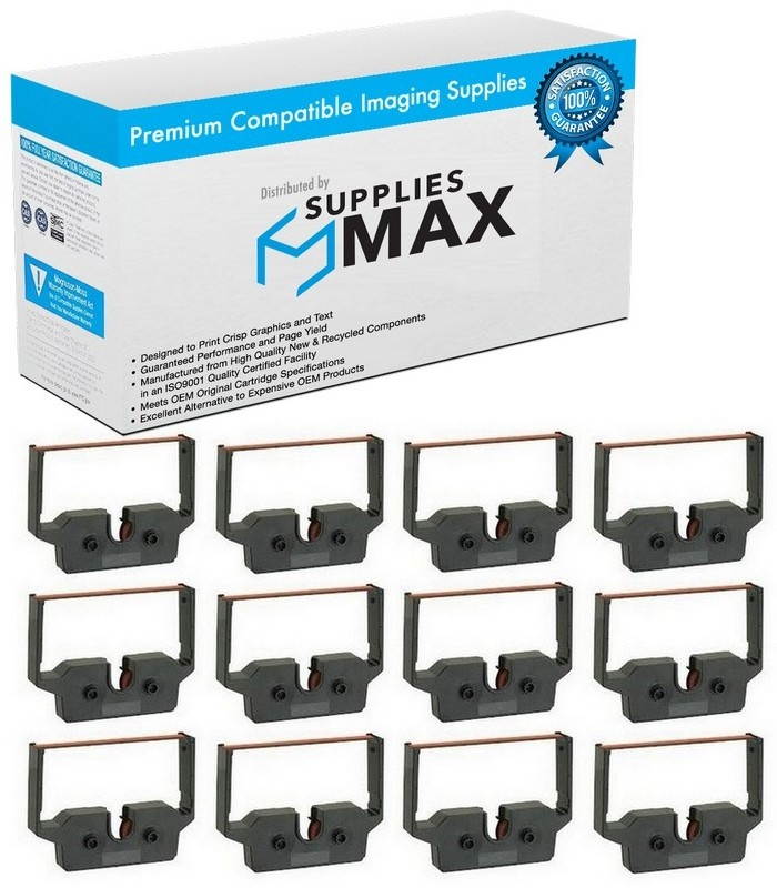 SuppliesMAX Compatible Replacement for M210/211/TM-210/215 Black/Red P.O.S. Printer Ribbons (12/PK) (ERC-02BR_12PK)
