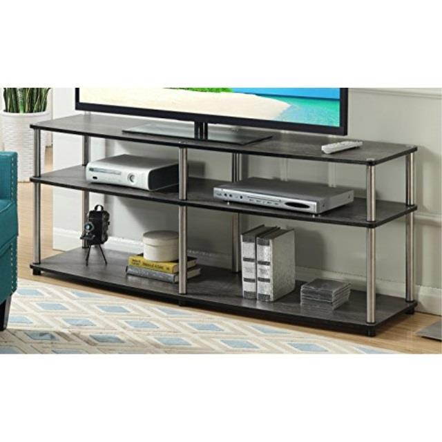 convenience concepts 131060wgy designs2go 3tier tv stand, 60", weathered gray