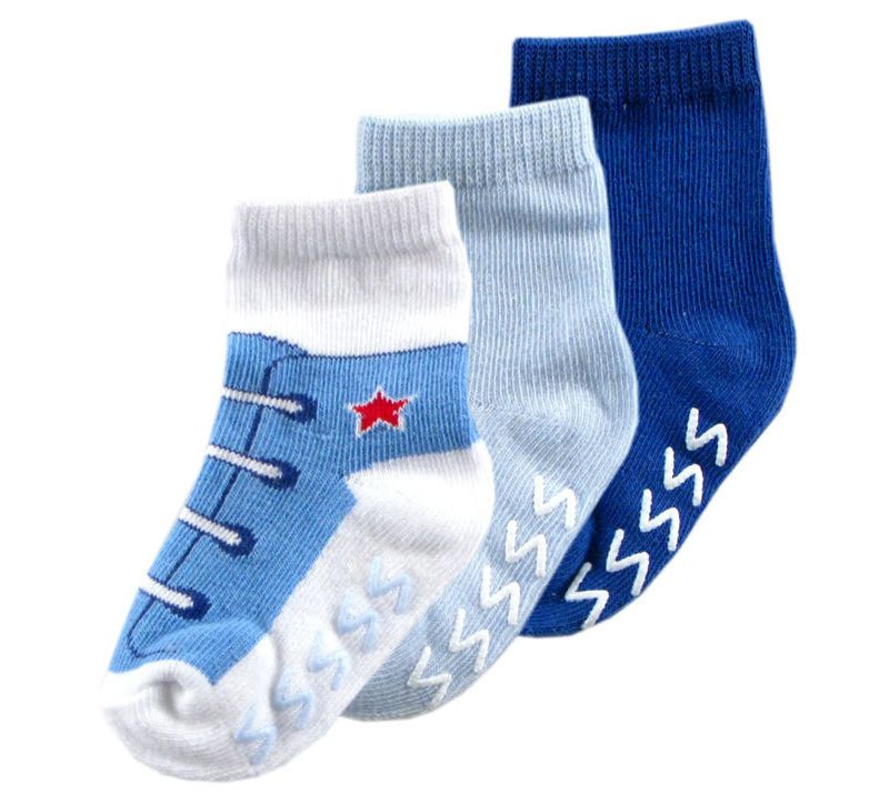 Luvable Friends Baby Boy Socks Set, Blue Shoelace, 0-6 Months