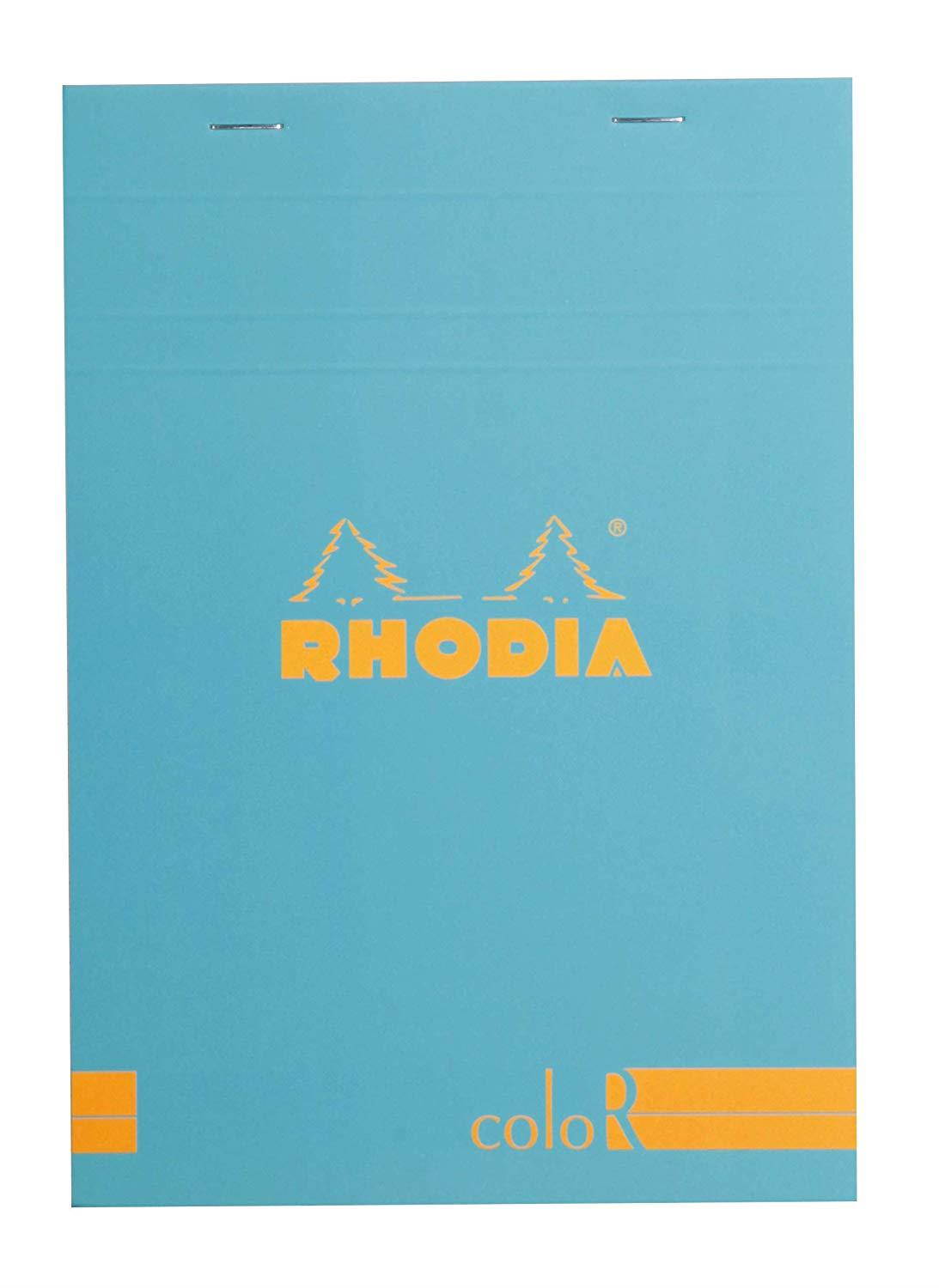 Rhodia A5 coloR Head Stapled Pad No16, Lined - Turquoise Blue