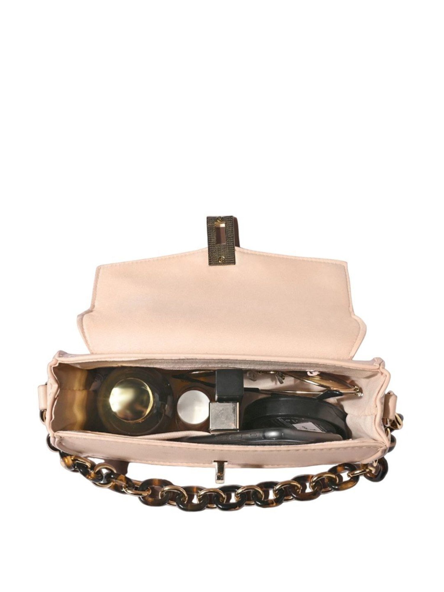 Accessorize London Pink Faux Leather Solid Satchel Handbag