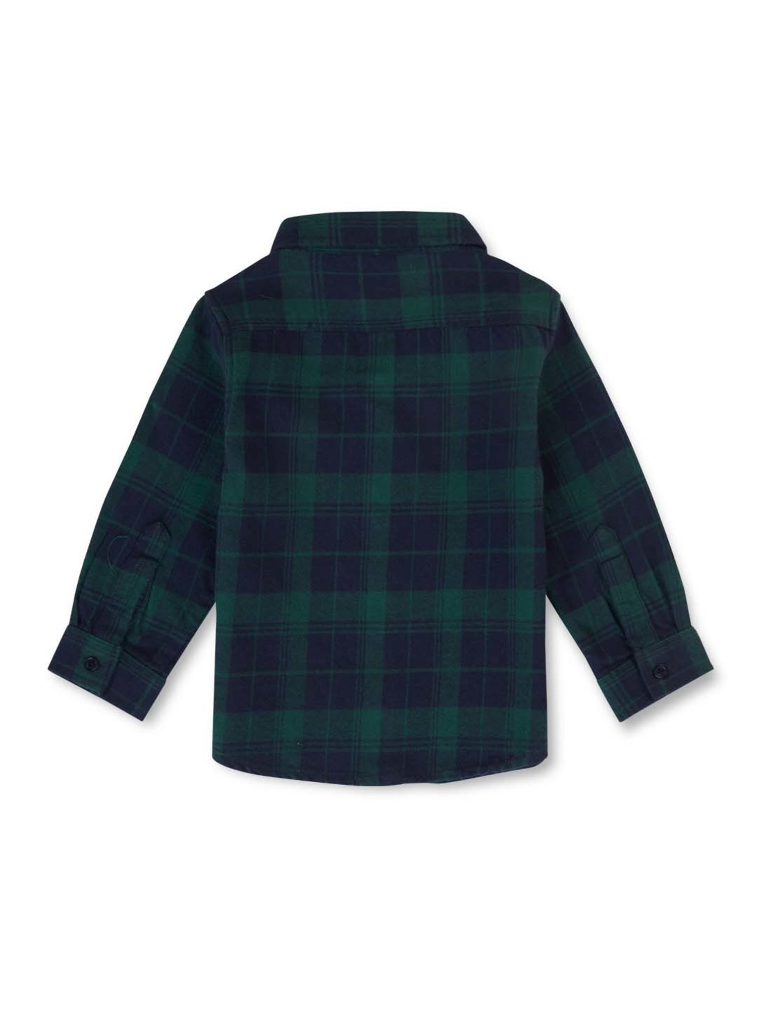 GJ baby Kids Grey & Green Cotton Chequered Full Sleeves Shirt