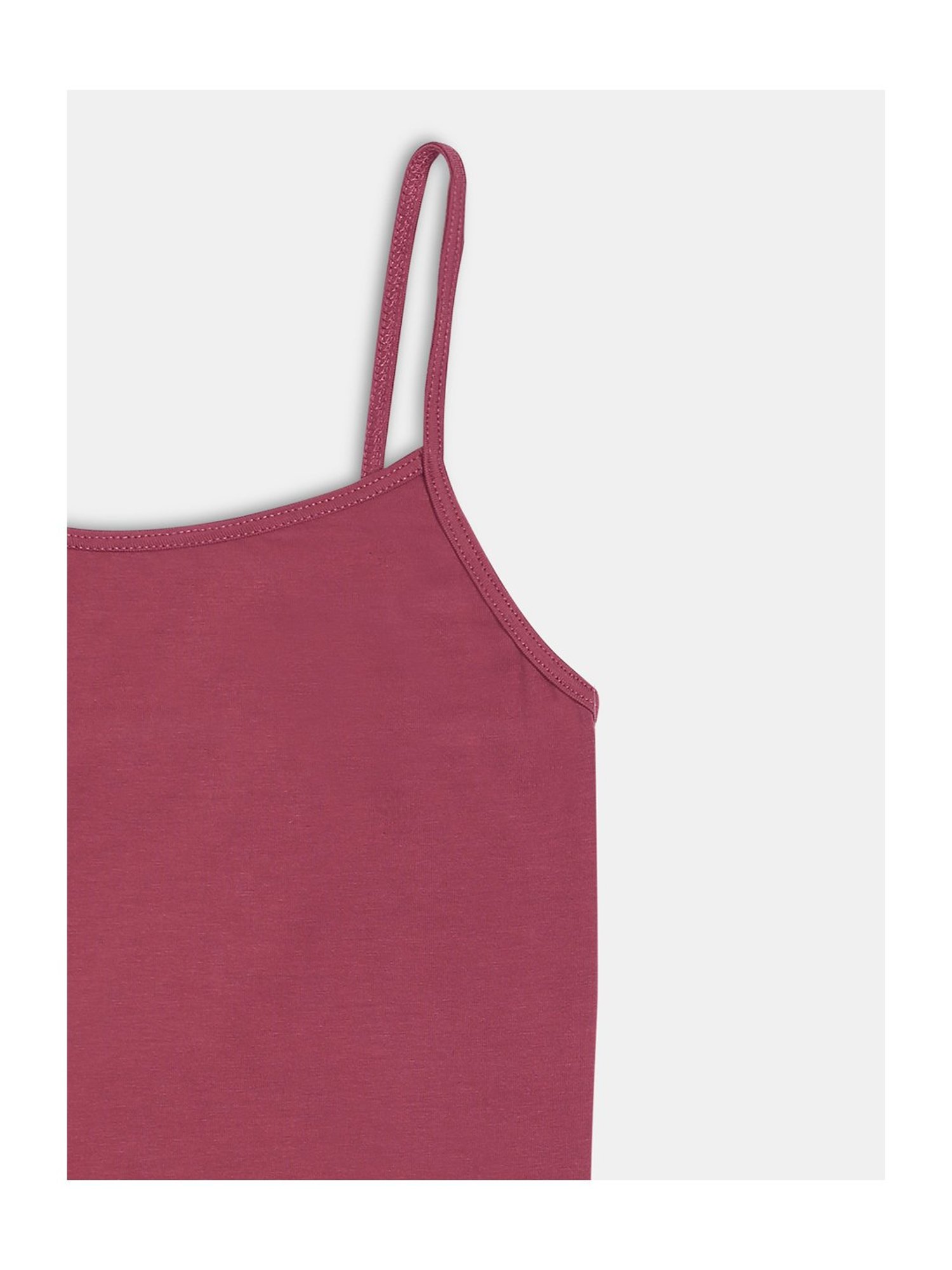 Sillysally Kids Pink & Sage Green Solid Camisole (Pack Of 2)