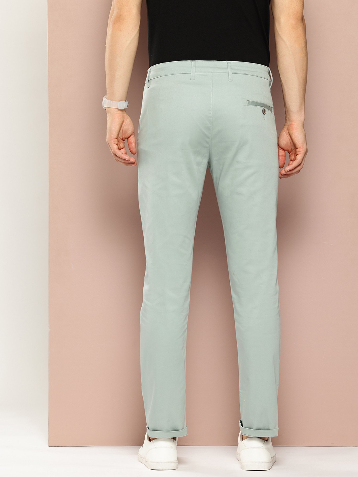 Club York Mint Green Regular Fit Flat Front Trousers